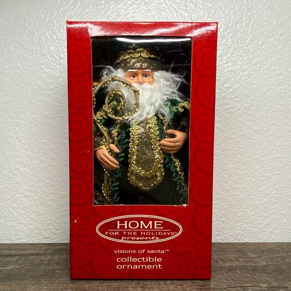 Home for the Holidays Visions of Santa Claus in Green Ornament 8" Christmas NWT - Picture 2 of 11